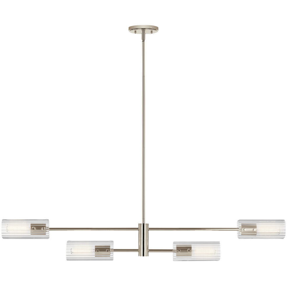Velestino 4 Light 5.25 inch Polished Nickel Chandelier Linear Ceiling Light